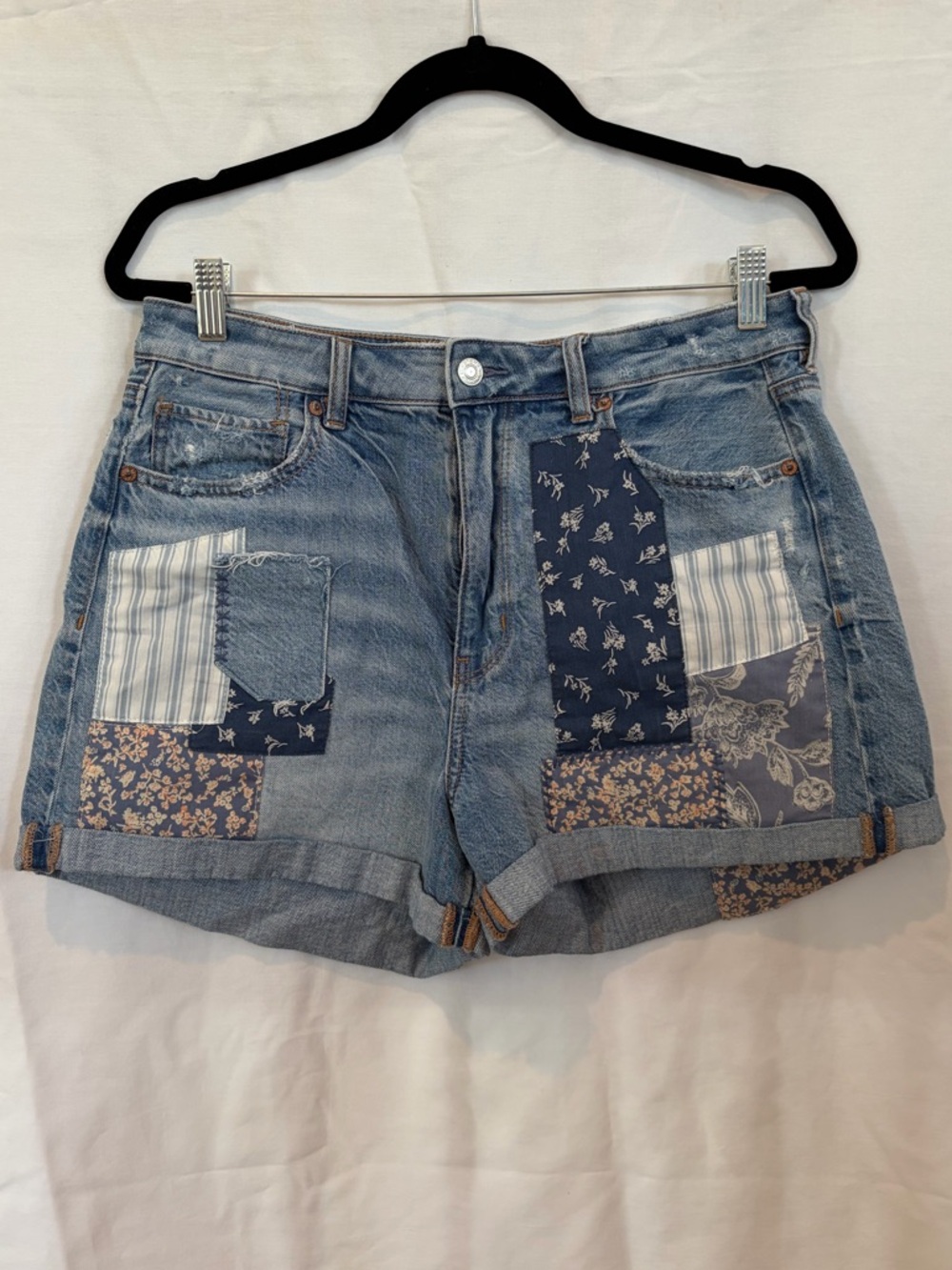 American Eagle Outfitters Patchwork Denim Shorts - Blue